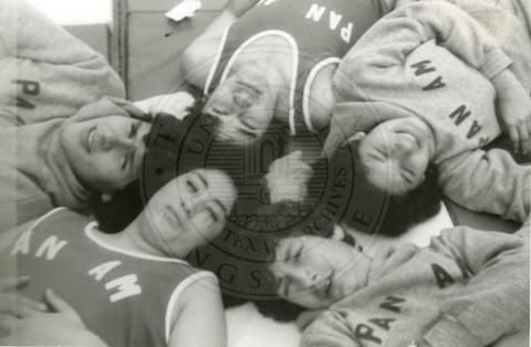 P.E. class in Pan Am shirts, 1970.