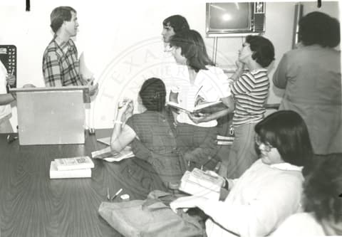 Students in a classroom.