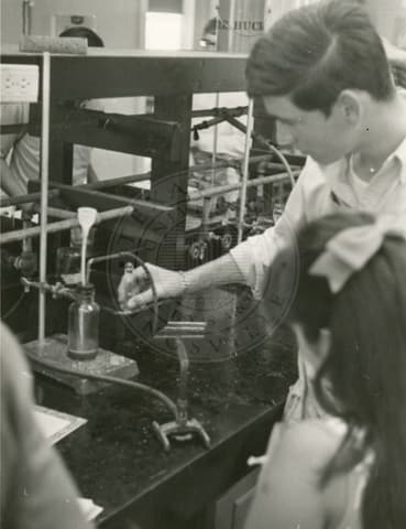 In the lab, 1970.