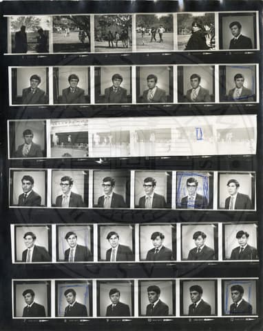 Choir 1971, a contact sheet: Isai Castillo; Sunday-afternoon games; Francisco Palafox and Jose Luis Garcia; the Torsch family; Ernesto E. Pulido, Peter Gonthier and Hector Cortez; Hector Cortez and Omar Lyra; Isai Castillo and Ernesto Pulido.